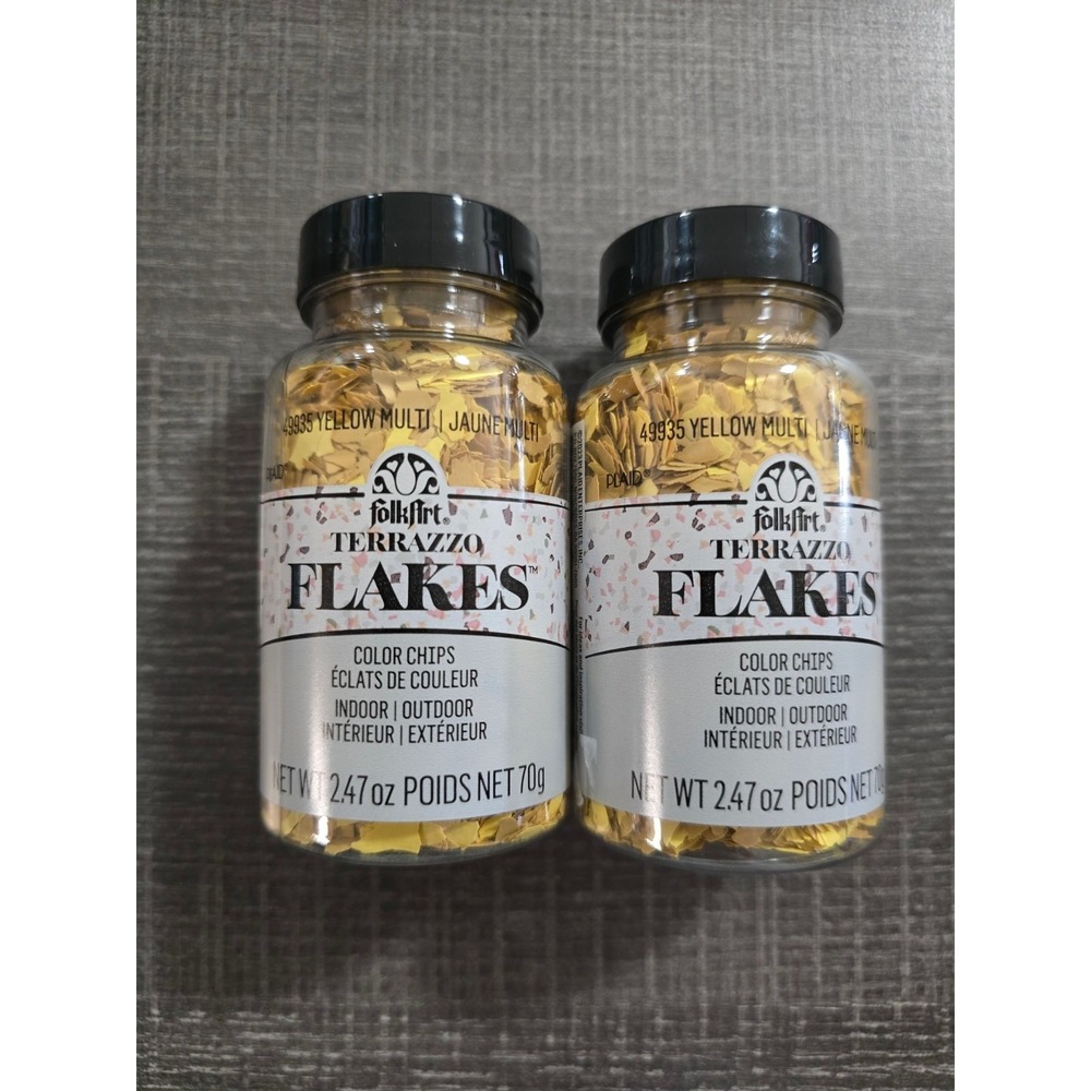 Folk Art Terrazzo Flakes Color Chips Yellow Gold Mustard Multi 2.47oz x2